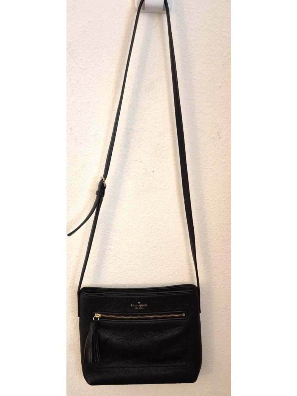 Kate Spade Chester Street Dessi Black Pebble Leather Crossbody Bag GUC